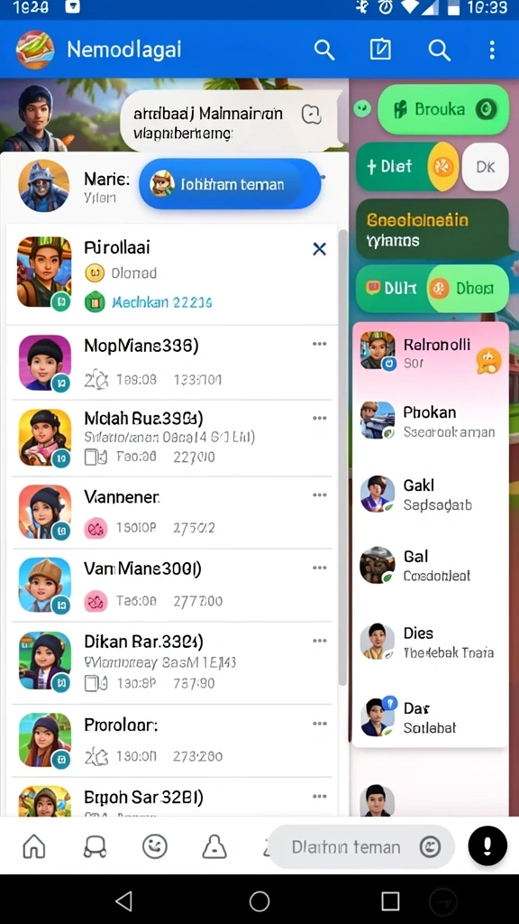Screenshot memperlihatkan interaksi multiplayer dengan teman.