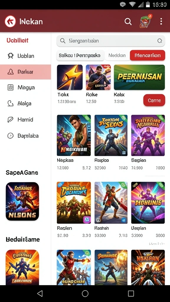Tampilan utama aplikasi MIMINBET dengan navigasi mudah.