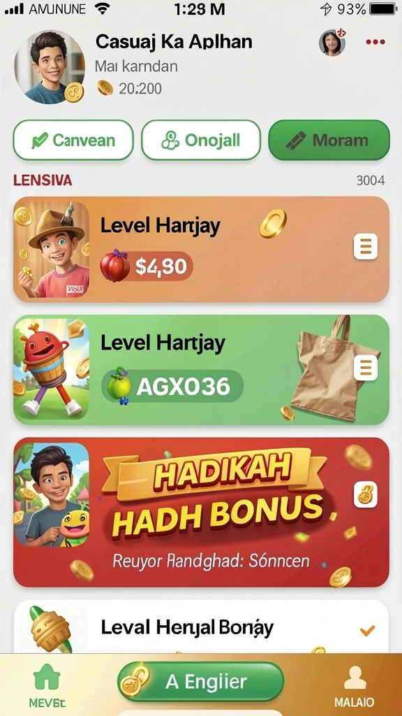 Berbagai level menantang di PISANG123.