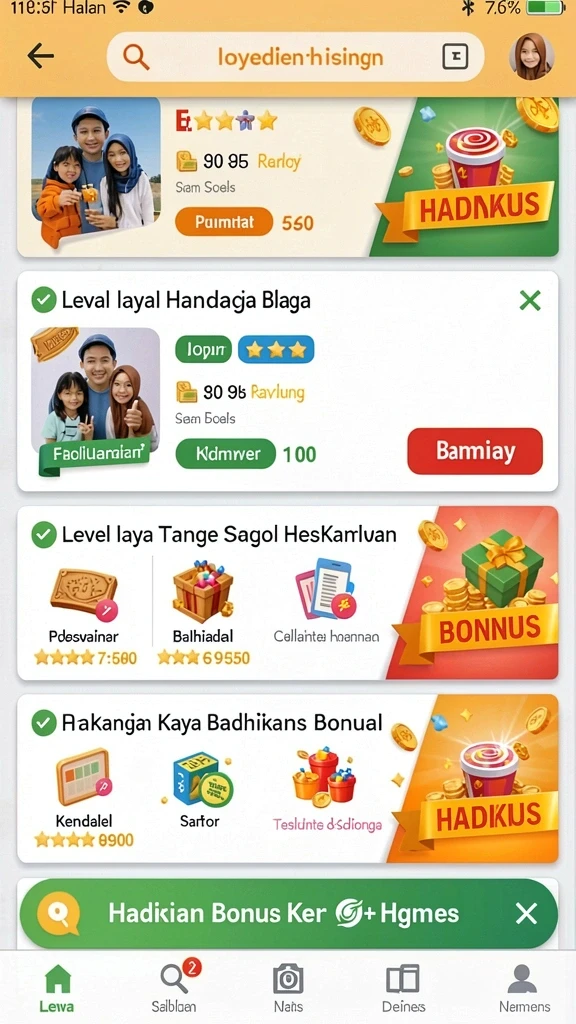 Fitur turnamen dengan hadiah menarik setiap minggu.